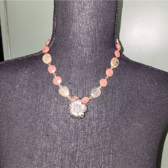 Sterling Silver 925 Vintage Lucite Necklace with .925 Earrings. - Picture 8 of 10